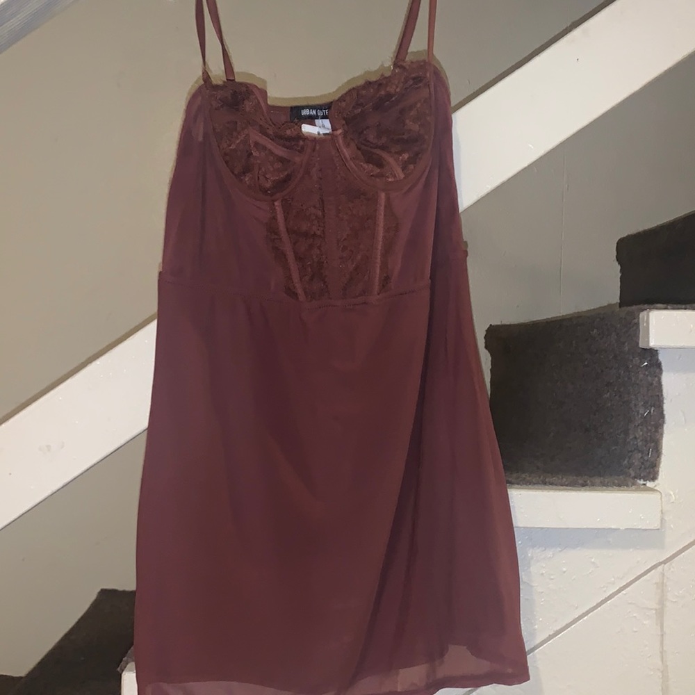 Urban Outfitters Brenna Bustier Mini Dress  COLOR: Chocolate SIZE: L